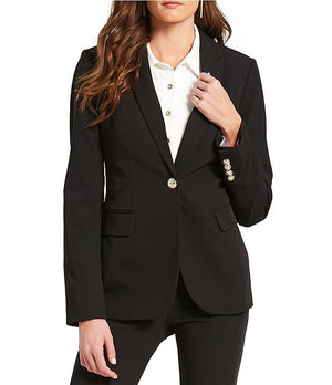 Tommy Hilfiger Black Women's 1 Button Twill Suit Jacket