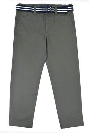 Polo Ralph Lauren Kids - Belted Stretch Cotton Chino Pants (Big Kids) (Regent Grey) Boy's Casual Pants - Size 18