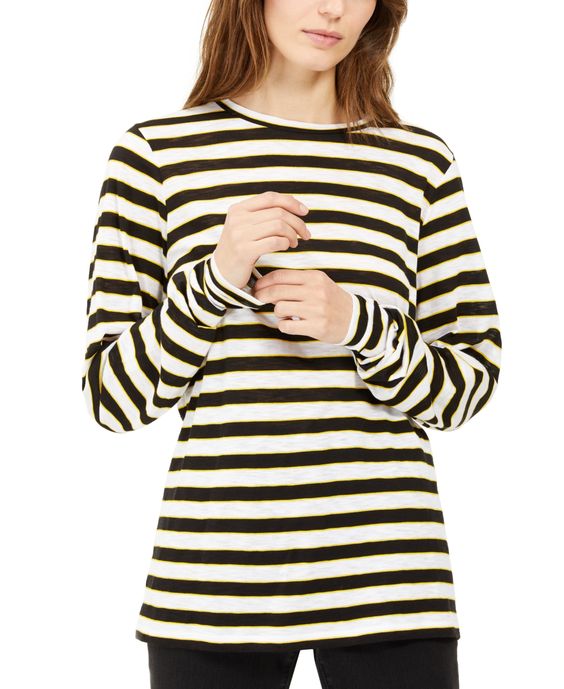 Copy of Michael Kors Striped Long-Sleeve Top, Regular & Large