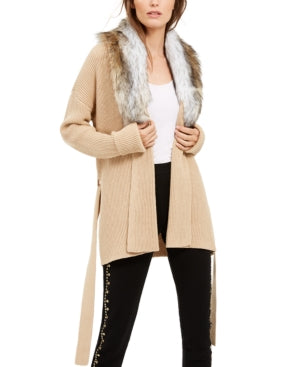 Michael Michael Kors Faux-Fur-Trim Cardigan, Regular & Petite -