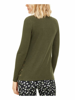 Michael Kors Womens Green Long Sleeve Crew Neck Top Size XL