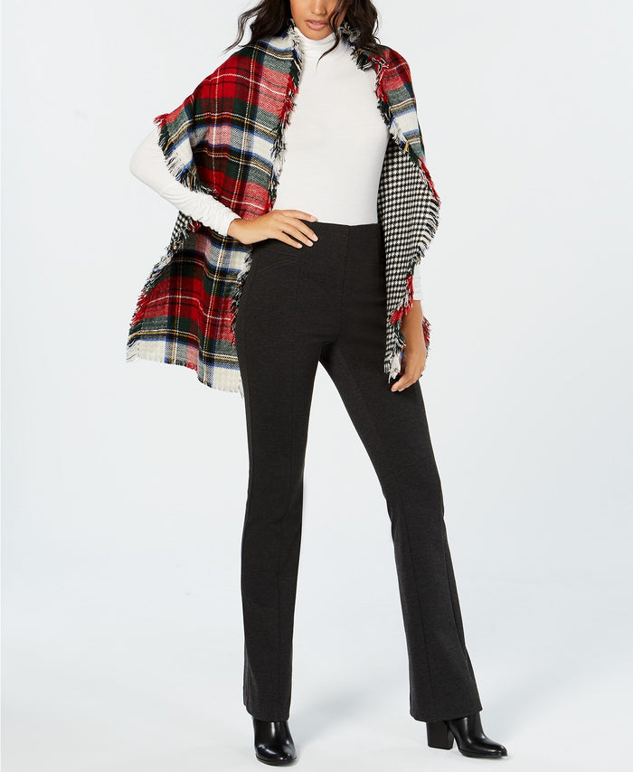 V. Fraas Reversible Houndstooth Plaid Wrap