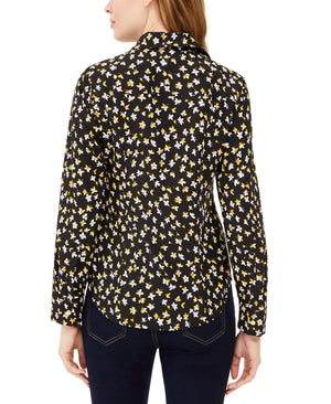 Michael Michael Kors Petite Floral-Print Zip-Front Top