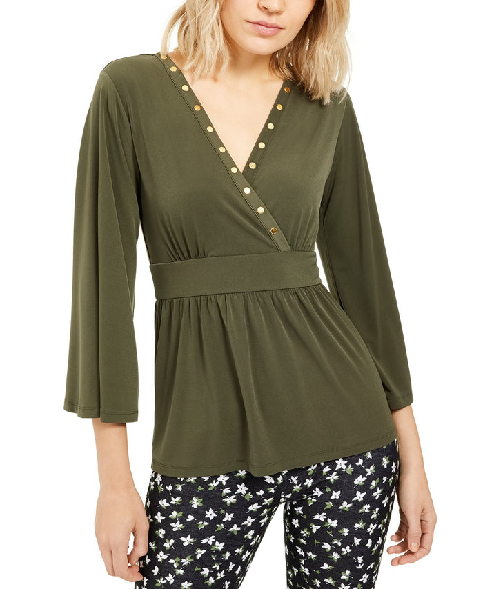 Michael Michael Kors Studded-Trim Blouson Top - Ivy