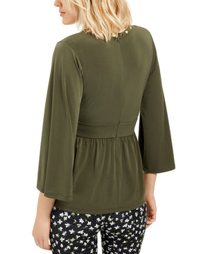 Michael Michael Kors Studded-Trim Blouson Top - Ivy