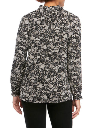 MICHAEL Michael Kors Bone/Black Women's Lace Print High Neck Top