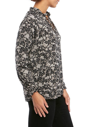 MICHAEL Michael Kors Bone/Black Women's Lace Print High Neck Top