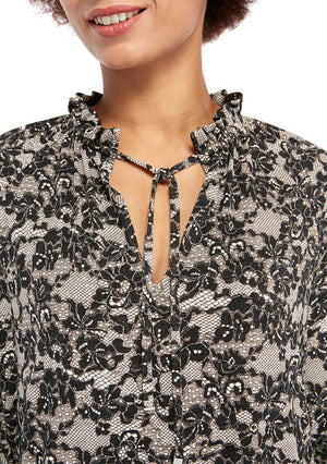 MICHAEL Michael Kors Bone/Black Women's Lace Print High Neck Top