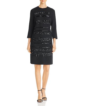 Lafayette 148 New York Womens Giovanetta Wool Sequined Shift Dress -XS