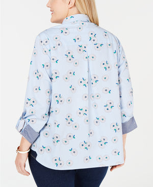 Plus size cotton printed top, created for macy's