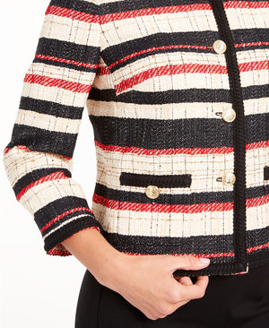 Anne Klein Striped Braided-Trim Jacket