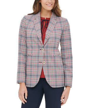 Tommy Hilfiger Elbow-Patch Plaid Blazer - Cinnamon Multi