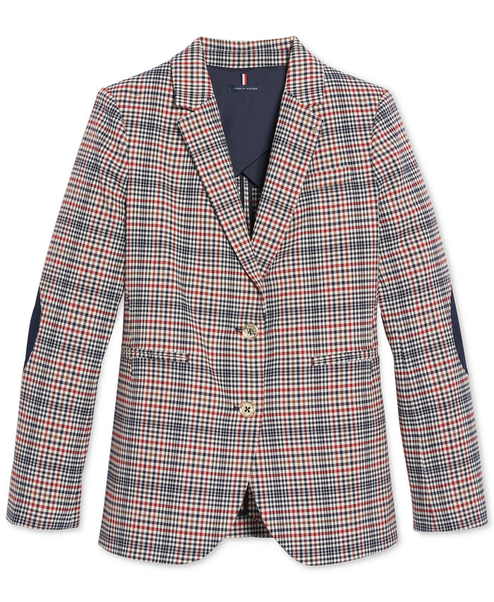 Tommy Hilfiger Elbow-Patch Plaid Blazer - Cinnamon Multi