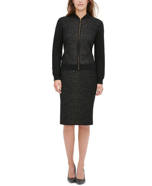 Calvin Klein Women's Metallic-Sparkle Sweater Skirt Xl Black/Gold - All