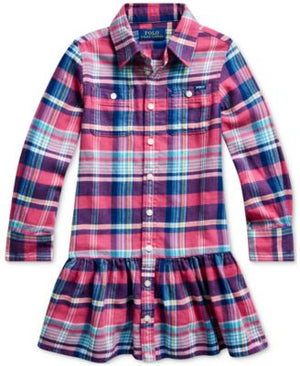 Polo Ralph Lauren Girls' Plaid Shirt Dress - Little Kid