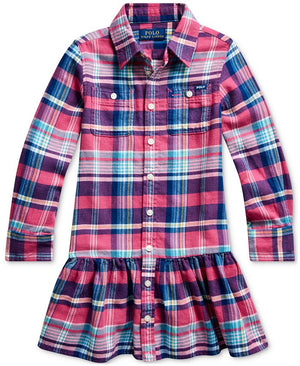 Polo Ralph Lauren Girls' Plaid Shirt Dress - Little Kid