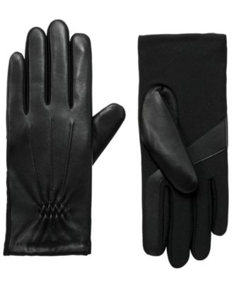 Isotoner Signature Women’s Stretch Leather Touchscreen Gloves with SleekHeat Black - L/XL
