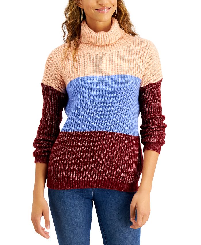 Planet Gold Juniors' Colorblocked Turtleneck Sweater
