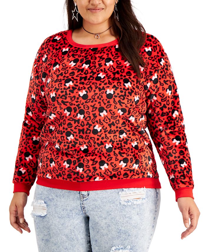 Love Tribe Trendy Plus Size Minnie Cheetah-Print Plush Sweatshirt - 3X