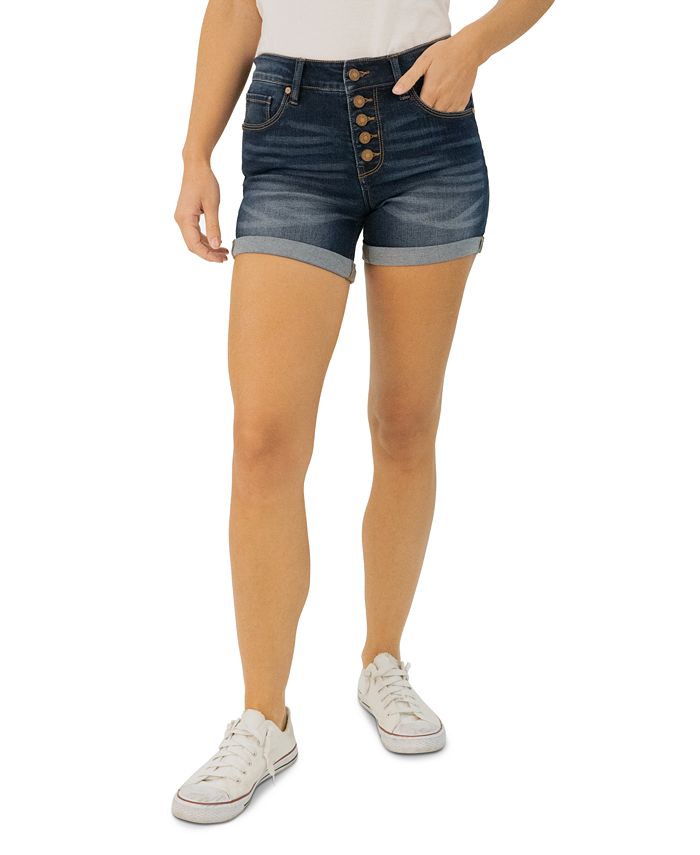 Indigo Rein Juniors' Button-Fly Cuffed Denim Shorts - Size 5