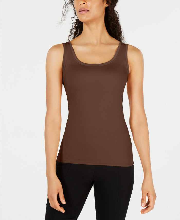 Alfani Scoop-Neck Basic Tank, Created for Macy's - Dark Fudge