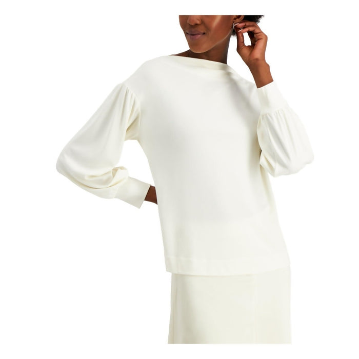 Alfani Womens Ivory Boat Neck Top Size Xl - All