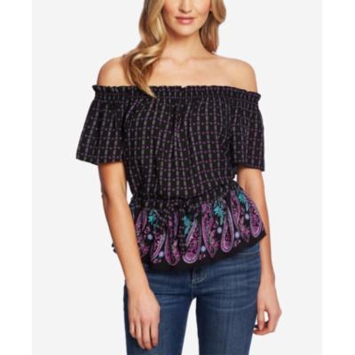 CeCe Womens Off-the-Shoulder Printed Blouse