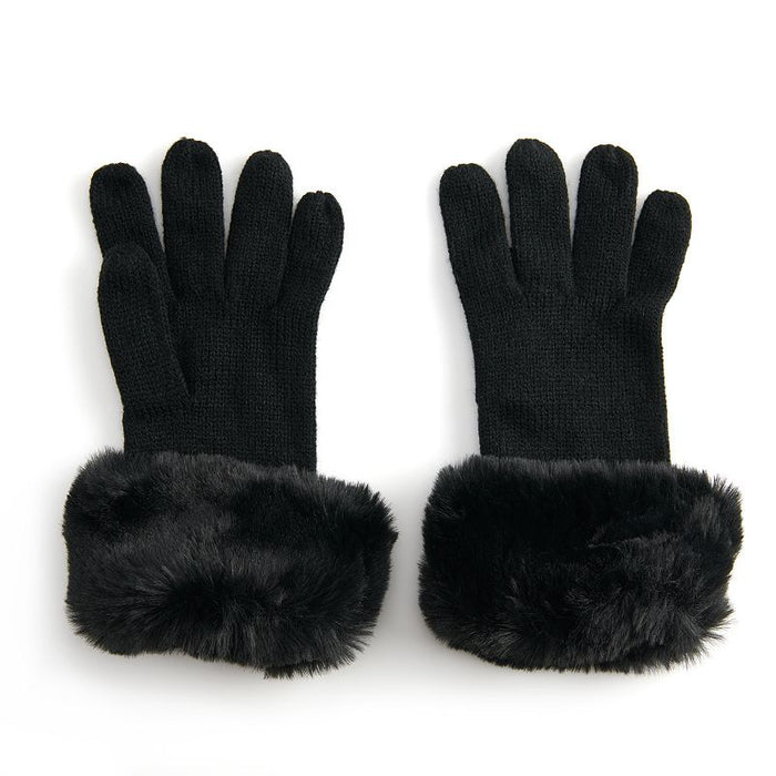 Women's LC Lauren Conrad Faux Fur Trimmed Gloves, Black