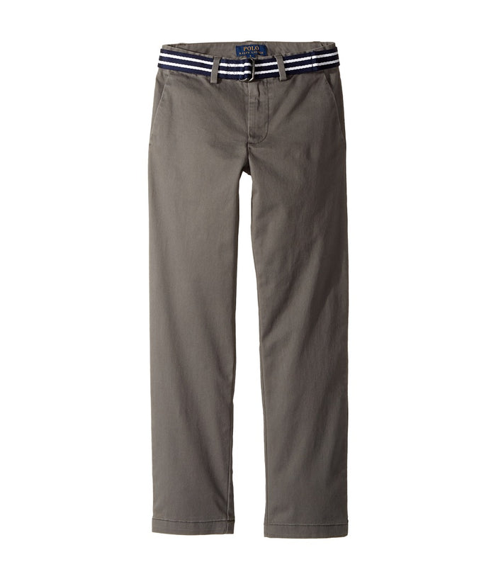 Polo Ralph Lauren Kids - Belted Stretch Cotton Chino Pants (Big Kids) (Regent Grey) Boy's Casual Pants - Size 18