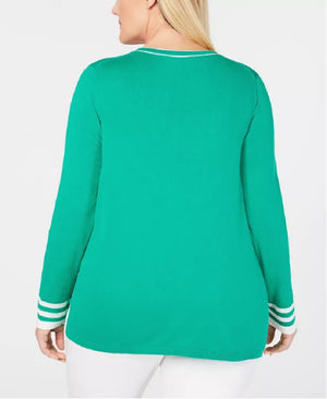 Tommy Hilfiger Womens Plus Cotton V-Neck Pullover Sweater