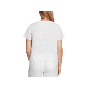 Vince Camuto Frayed-Sleeve T-Shirt - Ultra White - XL