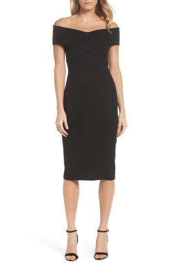 MICHAEL Michael Kors Womens Ribbed Crossover Collar MIDI Dress