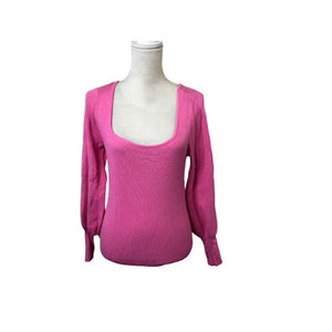 Bar Iii Womens Pink Long Sleeve Square Neck Top Size S - All