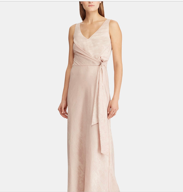 Lauren Ralph Lauren Womens Jaylene Shimmer Tie-Front Evening Dress