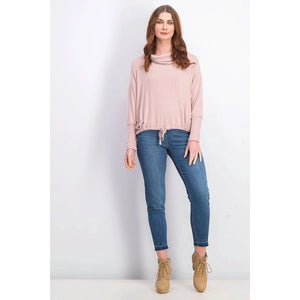 Hippie Rose Juniors' Cozy Funnel-Neck Top - Medium