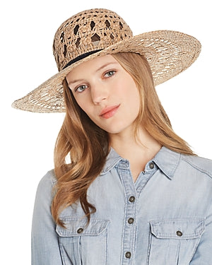 Aqua Macrame Straw Sun Hat - 100% Exclusive