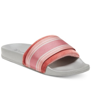 INC International Concepts Women's Velvet Varsity Slide Slippers Medium Pink