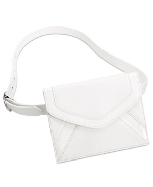 I.n.c. Metallic-Detail Envelope Belt Bag White/black