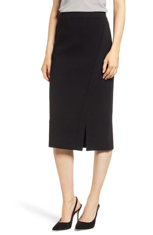 Anne Klein | Split Front MIDI Skirt | Black