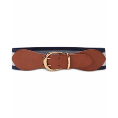 LAUREN Ralph Lauren Cornwall Stretch Belt (Lauren Tan/Navy/White Stripe) Women's Belts