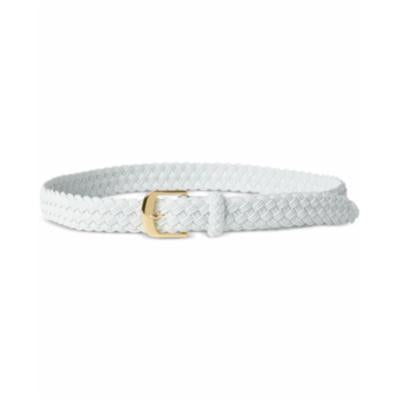 Lauren Ralph Lauren Woven Elastic Stretch Belt - White/Gold