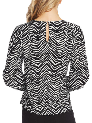 Vince Camuto Womens Zebra Print Bishop Sleeves Blouse