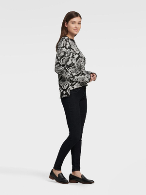 DKNY Womens Printed Step Hem Sweater