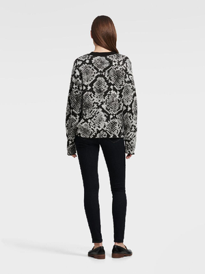 DKNY Womens Printed Step Hem Sweater