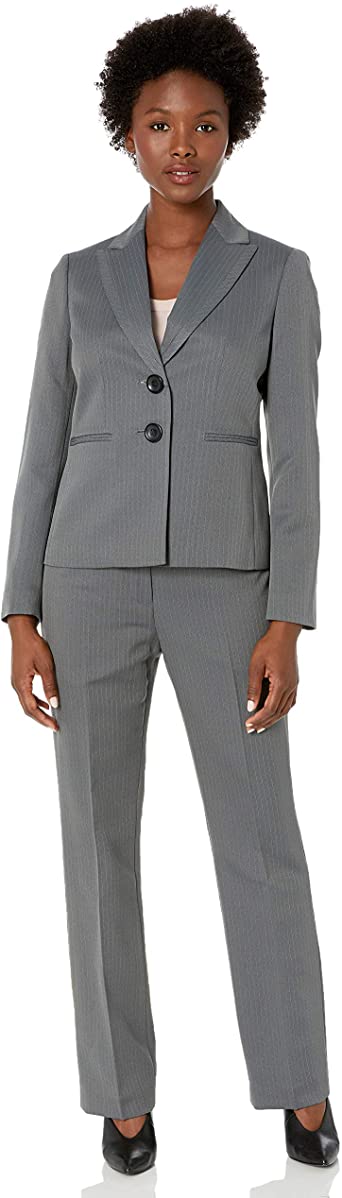 Le Suit Women Jacket Petite Two Button Herringbone Stripe - All