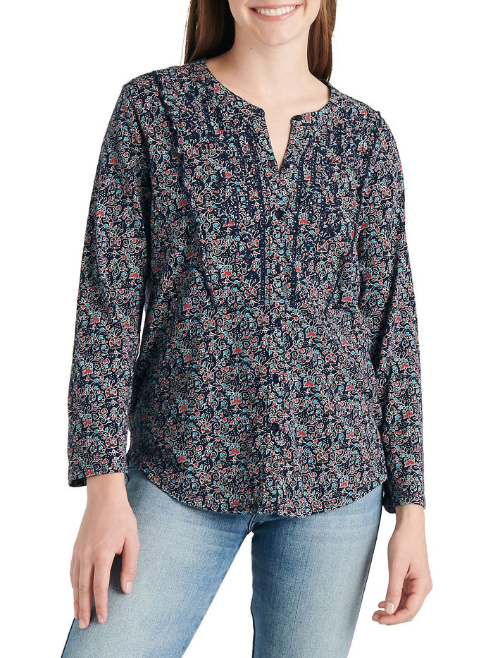 Lucky Brand Womens Floral Eyy Button-Down Top