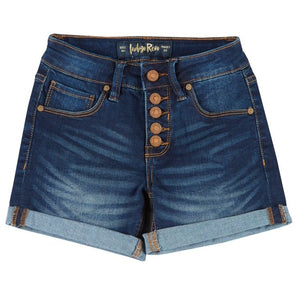 Indigo Rein Juniors' Button-Fly Cuffed Denim Shorts - Size 5