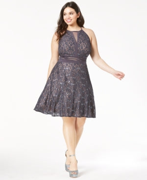 Morgan & Company Trendy Plus Size Lace Fit & Flare Dress