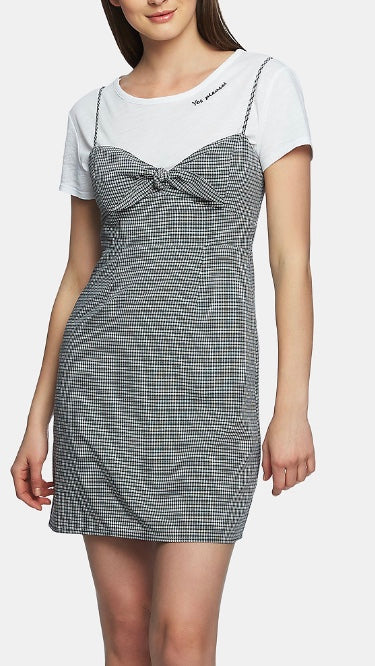 1.State Women's Checkered Casual Shift Dress Size 8