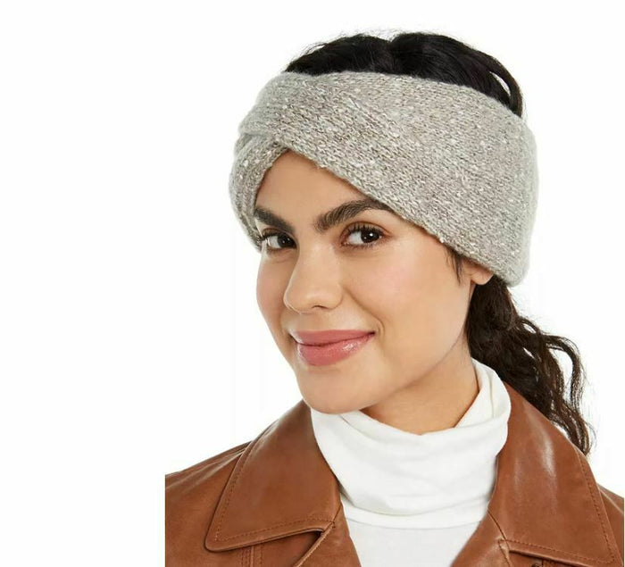 Dkny Fleece-Lined Headband - Ivory and grey